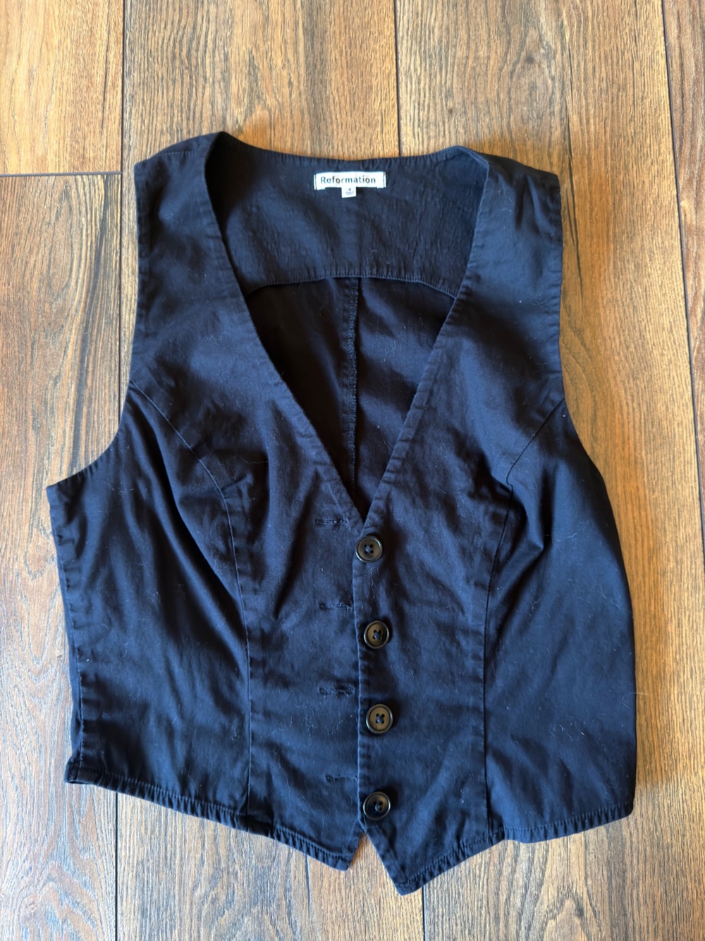 Reformation Black Button-Front Vest